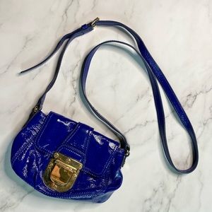 michael kors blue cross body clutch purse